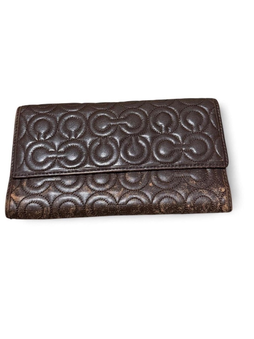 Coach Brown Quilted Signature Continental Wallet